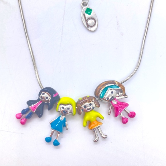 Girl Scout Brownie Friends Necklace Silver Tone 4 Pendants - Picture 1 of 4